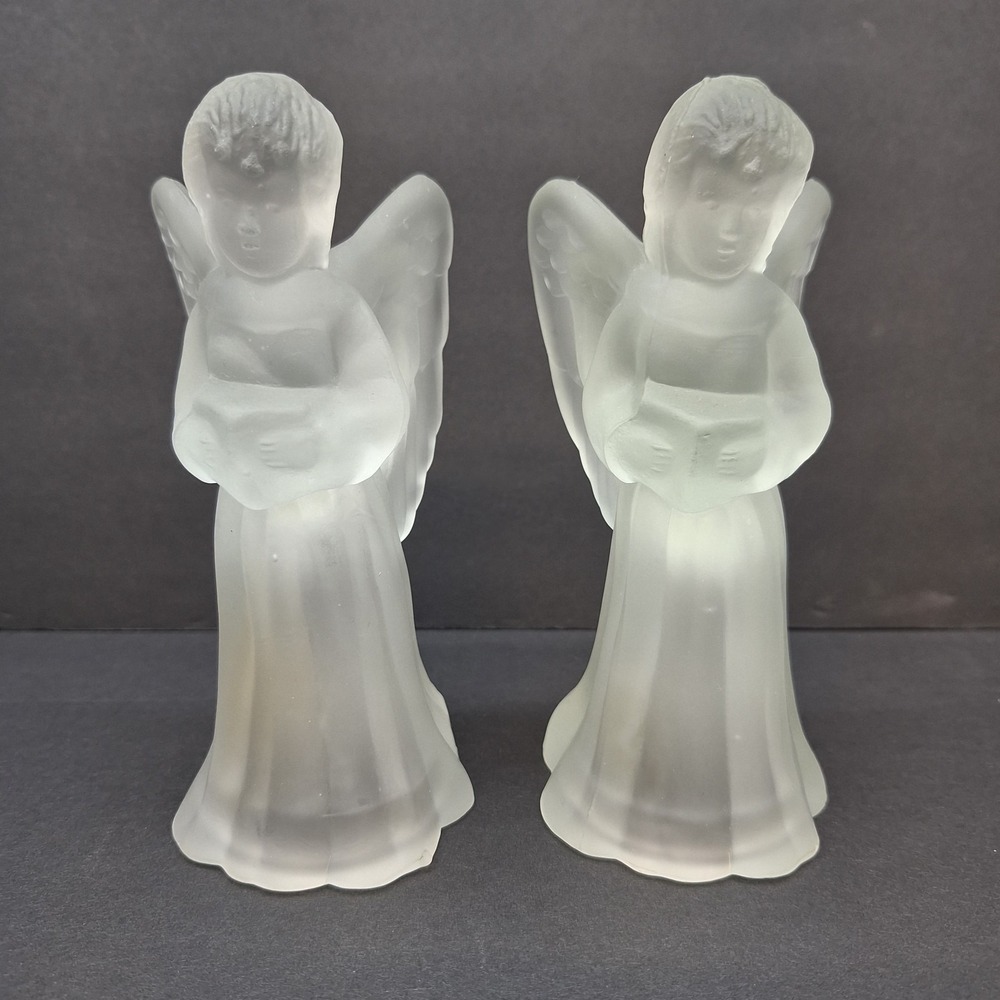 Pair‎ Of Vintage Best Products Co. ANGELS FROSTED GLASS 6" TALL